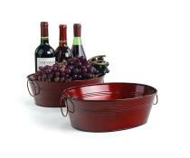 12  oval tin tub translucent red by878 1tpr wholesale metal containers