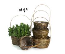 bamboo stained shop s5 so583 5s wholesale basket containers handled baskets medium