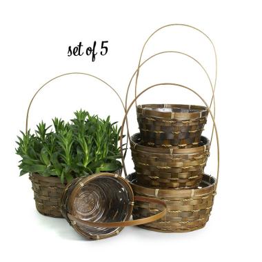 bamboo stained shop s5 so583 5s wholesale basket containers handled baskets medium