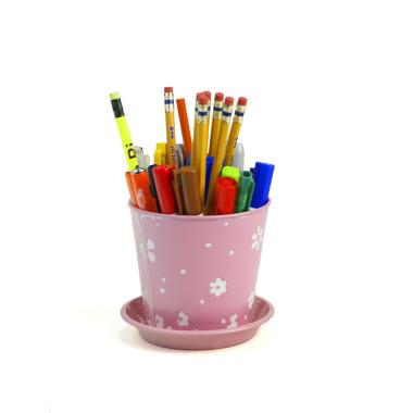 4  tin pot saucer light pink floral design by204 1fpk