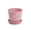 6  tin pot saucer light pink embossed floral design by206 1fpk