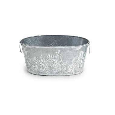 13  metal oval deep tub embossed pine treesdeer vintage design