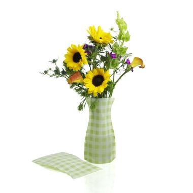 poly collapsible vase green gingham 10pk vp102 10 wholesale