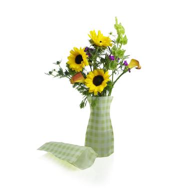 poly collapsible vase green gingham 10pk vp102 10 wholesale