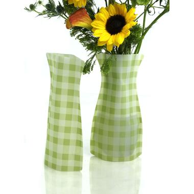 poly collapsible vase green gingham 10pk vp102 10 wholesale