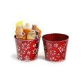 65  tin pot translucent red embossed white snowflakes by06 1sfr wholesale