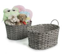 woven oval storage bin grey 2 tone tp145 1 handles bowls