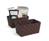 woven strap basket rectangle single dark brown