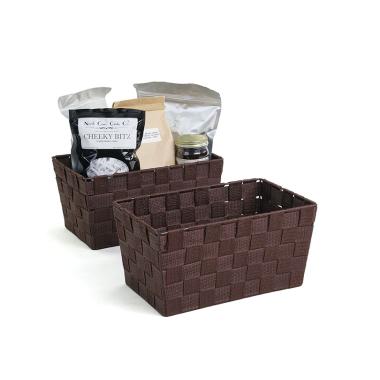 woven strap basket rectangle single dark brown