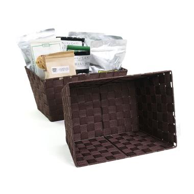 woven strap basket rectangle single large dark brown tp79 1lg