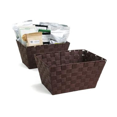 woven strap basket rectangle single large dark brown tp79 1lg