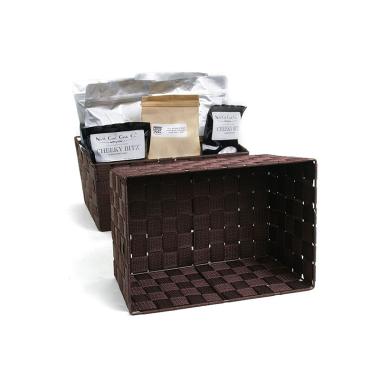 woven strap basket rectangle single medium dark brown