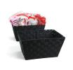 woven strap basket rectangle single large black tp87 1lg handles