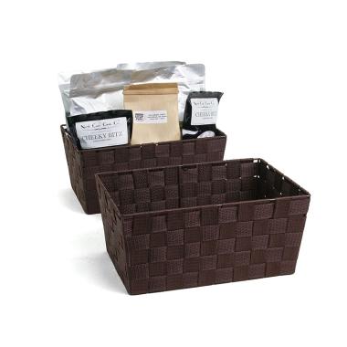 woven strap basket rectangle single medium dark brown