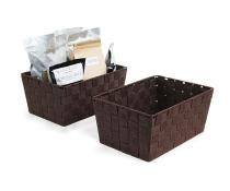 woven strap basket rectangle single medium dark brown