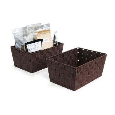 woven strap basket rectangle single medium dark brown