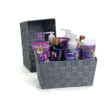 woven strap basket rectangle single small grey tp80 1sm