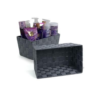 woven strap basket rectangle single small grey tp80 1sm
