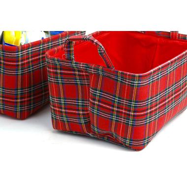 plaid soft fabric storage bin red pf11 1plr handles
