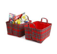 plaid soft fabric storage bin red pf11 1plr handles