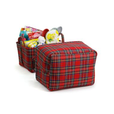 plaid soft fabric storage bin red pf11 1plr handles