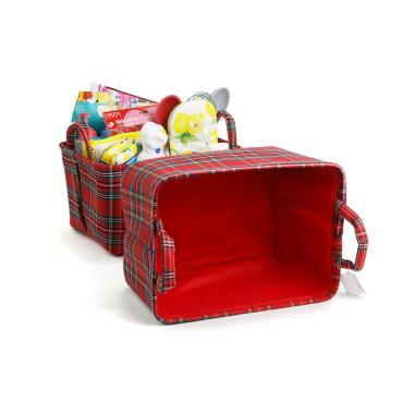 plaid soft fabric storage bin red pf11 1plr handles