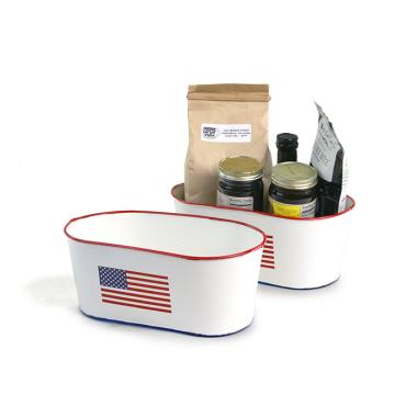 10  galvanized oval tray pressed usa flag by93 1usa wholesale