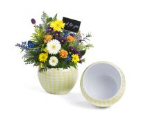 5x4 solid iron metal pot yellow gingham pattern by75 1ghy wholesale