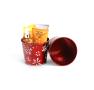 5  tin pot translucent red w embossed white snowflakes