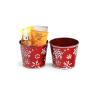 5  tin pot translucent red w embossed white snowflakes
