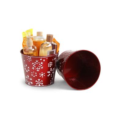 65  tin pot translucent red embossed white snowflakes by06 1sfr wholesale