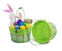 large wire basket round green cloth lining single sy350 1lgr wholesale