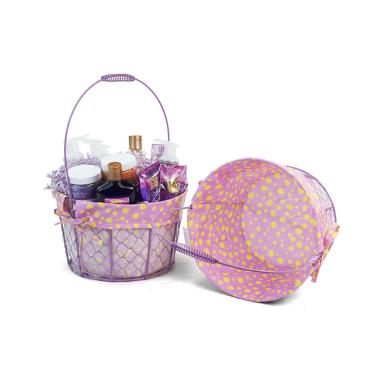 large wire basket round purple cloth lining single sy350 1lprp wholesale
