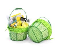 medium wire basket round green cloth lining single sy350 1mgr