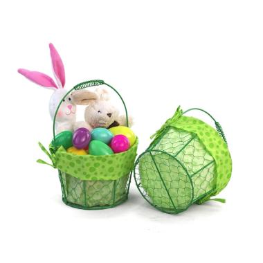 small wire basket round green cloth lining single sy350 1sgr