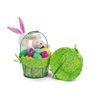 small wire basket round green cloth lining single sy350 1sgr