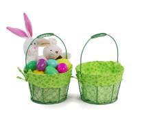 small wire basket round green cloth lining single sy350 1sgr