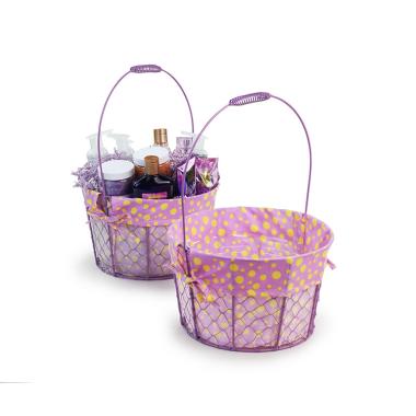 large wire basket round purple cloth lining single sy350 1lprp wholesale