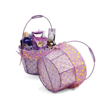 medium wire basket round purple cloth lining single sy350 1mprp