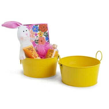 8  round tin tub goldenrod yellow by18 1gy wholesale metal containers