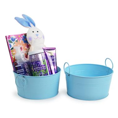 8  round tin tub light blue by18 1lb wholesale metal containers