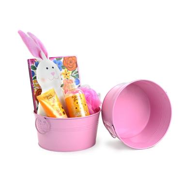 8  round tin tub light pink by18 1lp wholesale metal containers