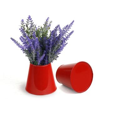 small tin frusta vase red by301 1r wholesale metal containers pails pots