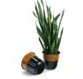 9  solid iron spun planter blackbrown glazed 8  pot