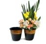11  embossed solid iron spun planter blackbrown glazed 10 