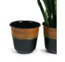 9  solid iron spun planter blackbrown glazed 8  pot