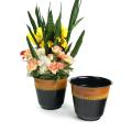 11  embossed solid iron spun planter blackbrown glazed 10 