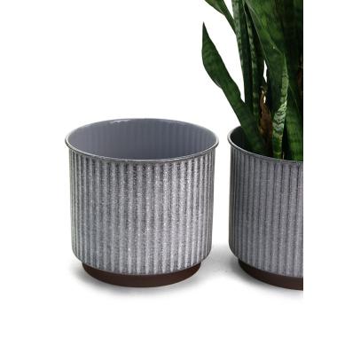 8  ribbed solid iron spun planter grey glazed bn47 1rb wholesale