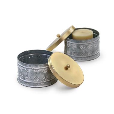 425  metal round box lid embossed petals design by445 1sm wholesale