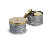 5  metal round box lid embossed petals design by445 1med